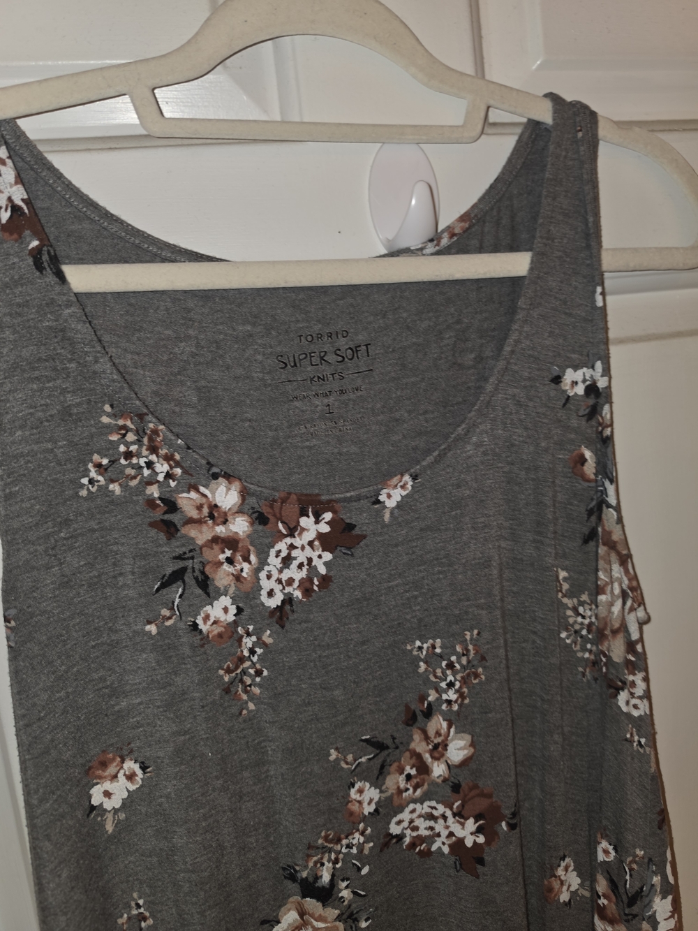 torrid Grey Floral Scoop Neck Midi Dress